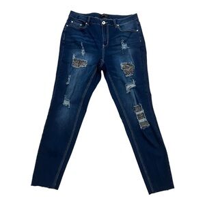 Ashley Stewart High Rise Distressed Straight Jeans 16